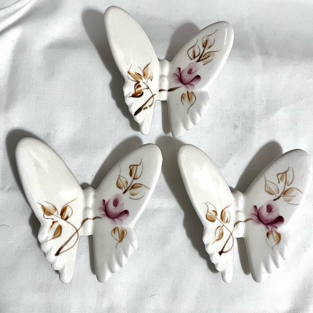 Vintage porcelain butterfly wall hangings by Lasting Products